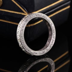 Antique Art Deco Platinum Diamond Engraved Eternity Band