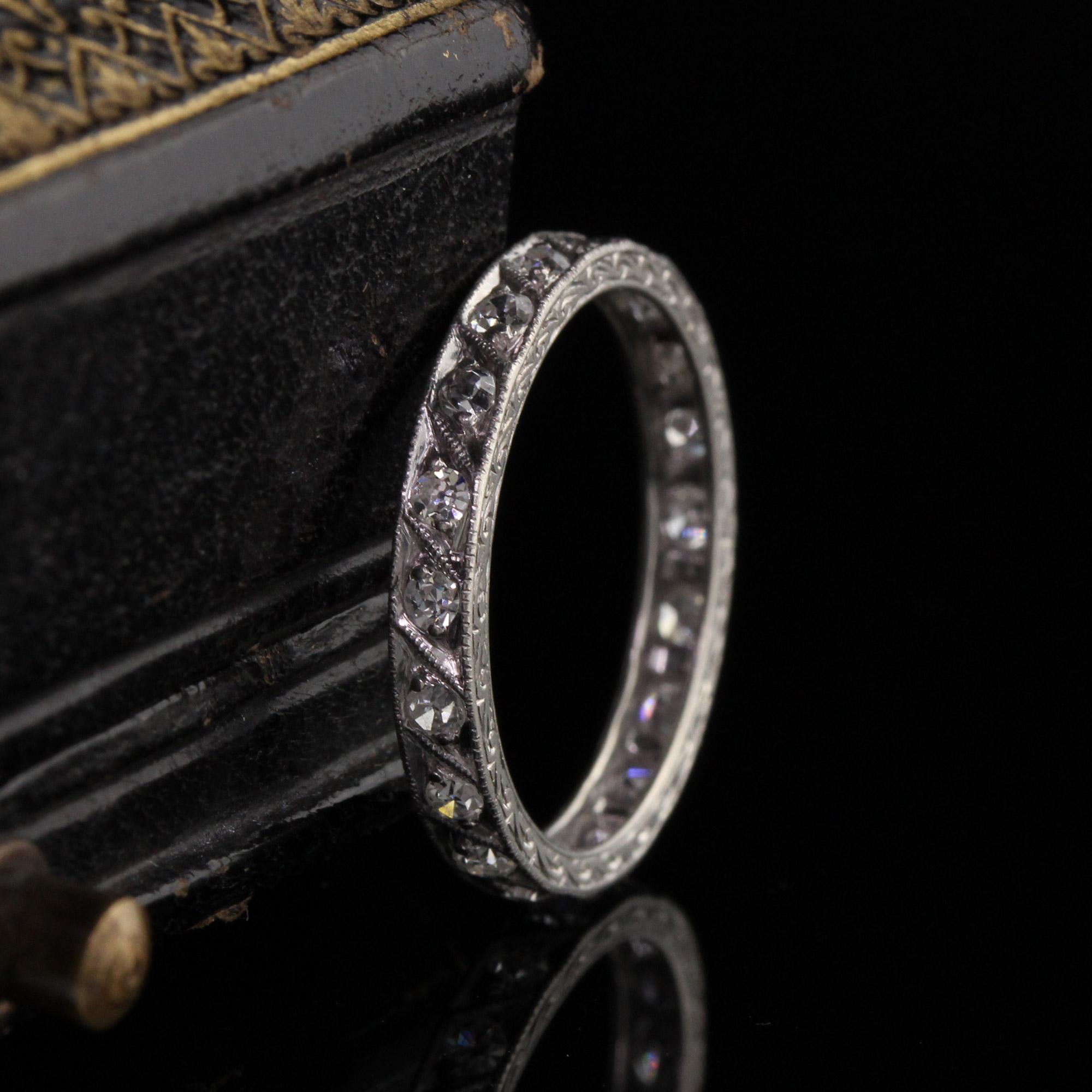 Old European Cut Antique Art Deco Platinum Diamond Eternity Band