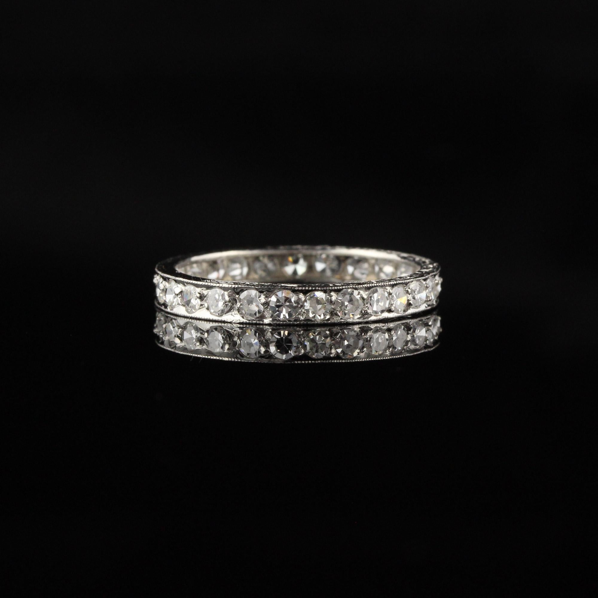 Old European Cut Antique Art Deco Platinum Diamond Eternity Band