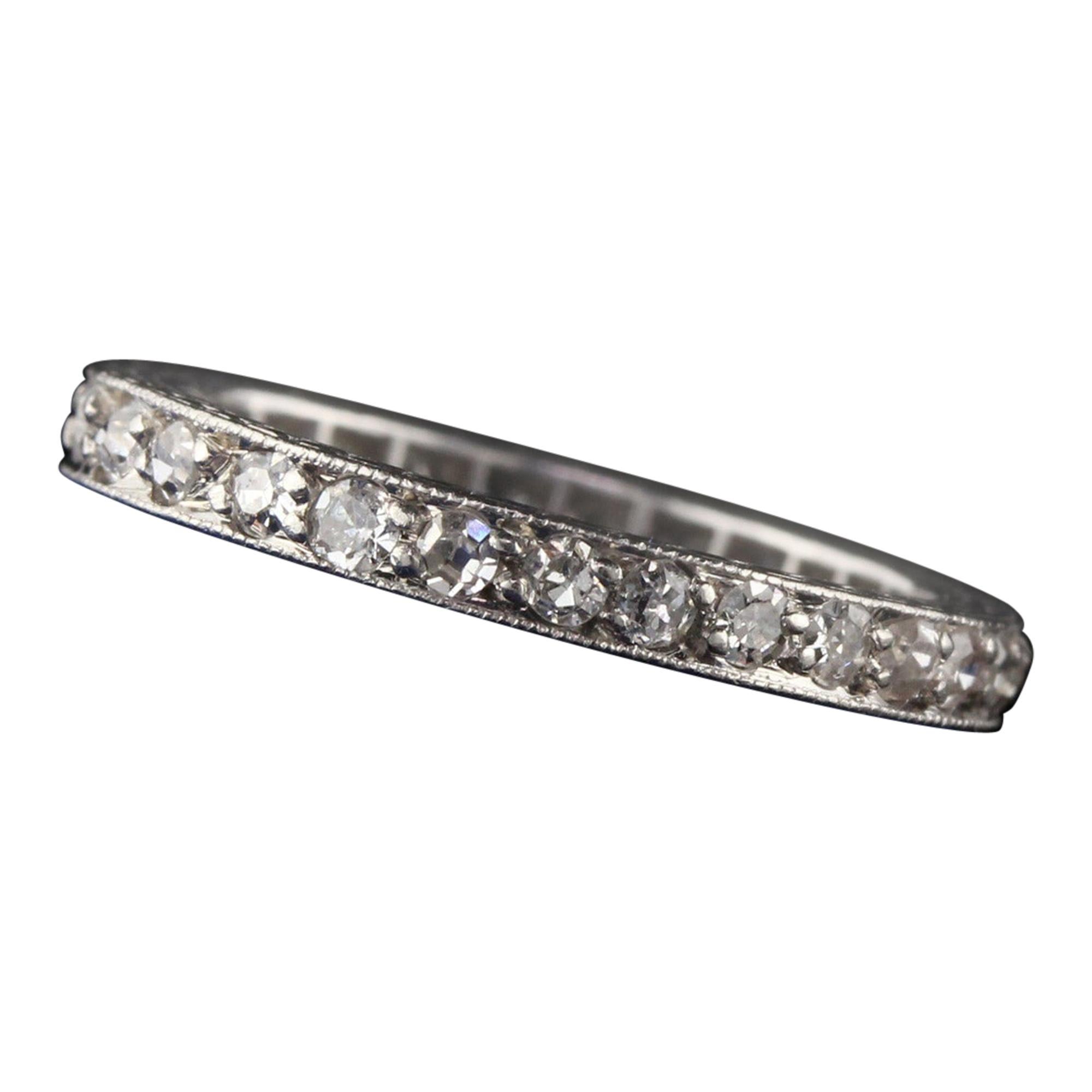 Art Deco Eternity Diamond Ring Platinum Band .25ct Original 1927