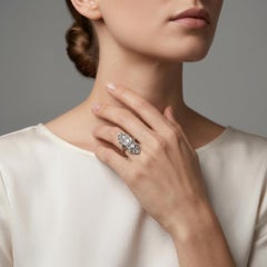 Antique Art Deco Platinum Diamond Filigree Cocktail Ring