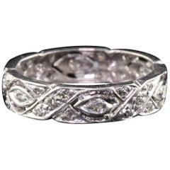 Antique Art Deco Platinum Diamond Filigree Wedding Band