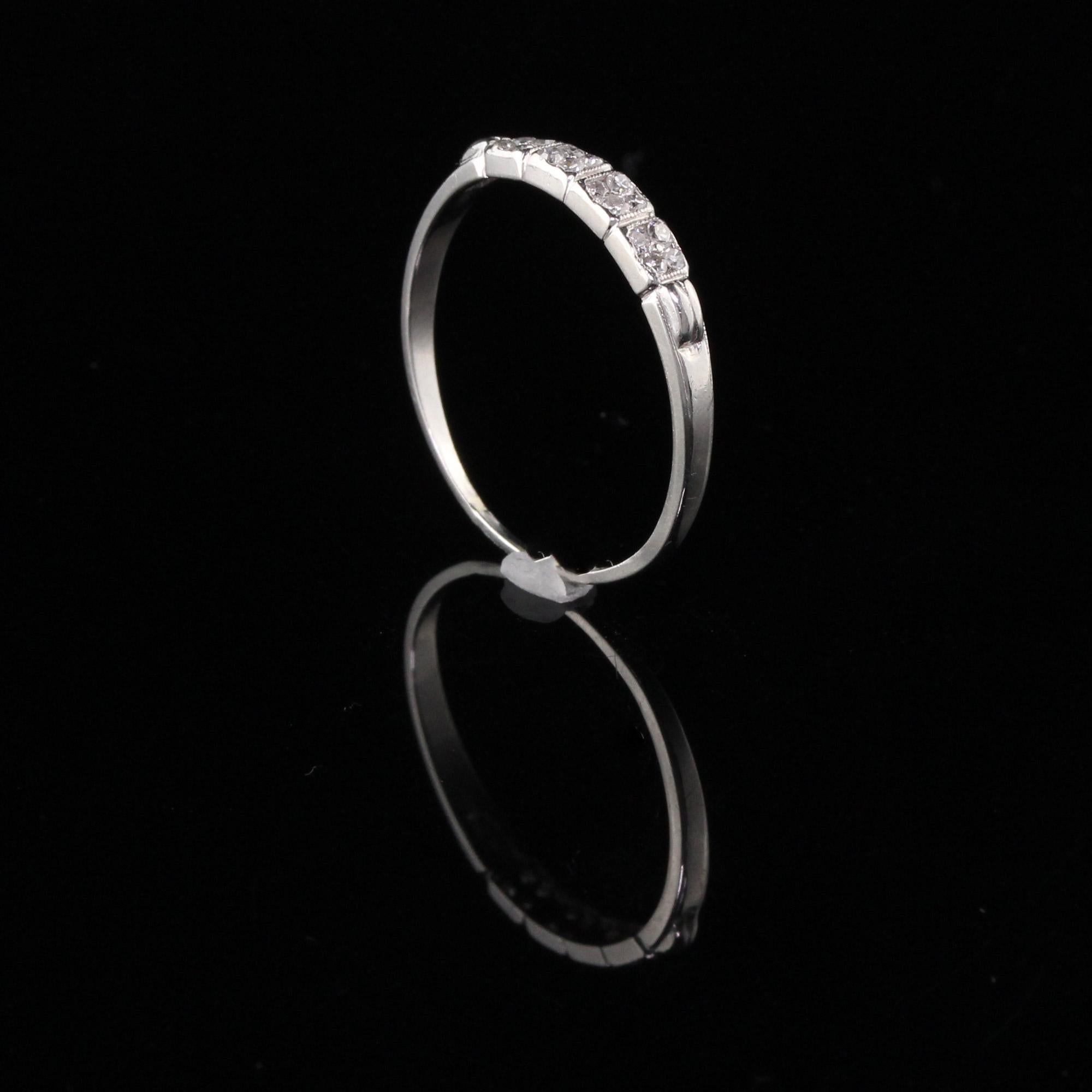 Antique Art Deco Platinum Diamond Half-Eternity Wedding Band In Good Condition In Great Neck, NY