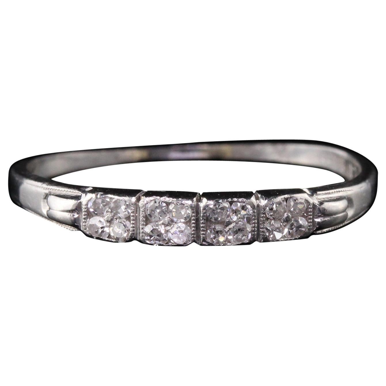 Vintage Art Deco Diamond Platinum Half Eternity Band or Wedding Ring