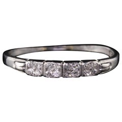 Antique Art Deco Platinum Diamond Half-Eternity Wedding Band