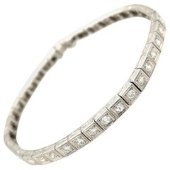 Antique Art Deco Platinum Diamond Line Bracelet