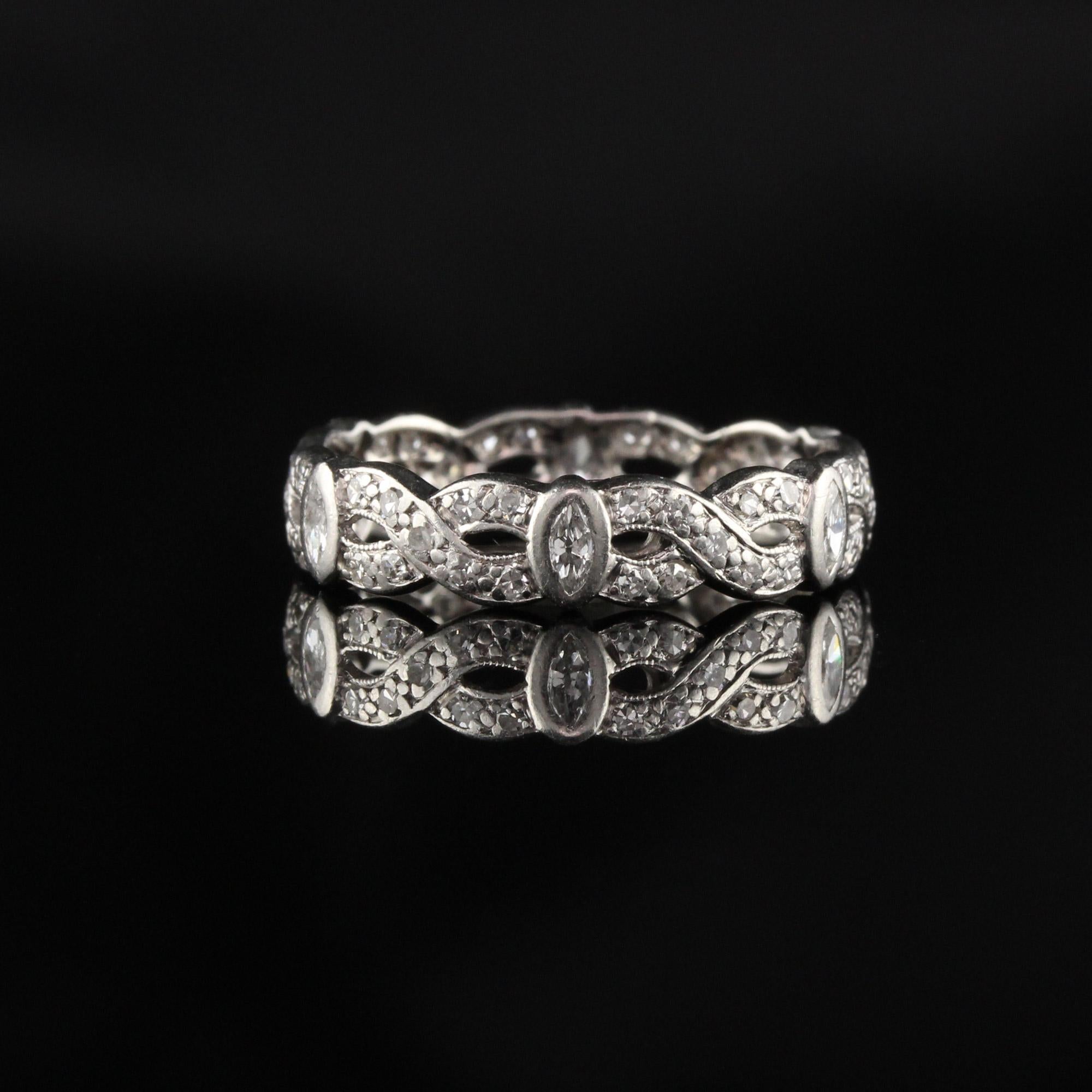 Antiguo Anillo de Eternidad Art Decó Platino Diamante Marquesa Talla Única Trenza Corte marquesa en venta