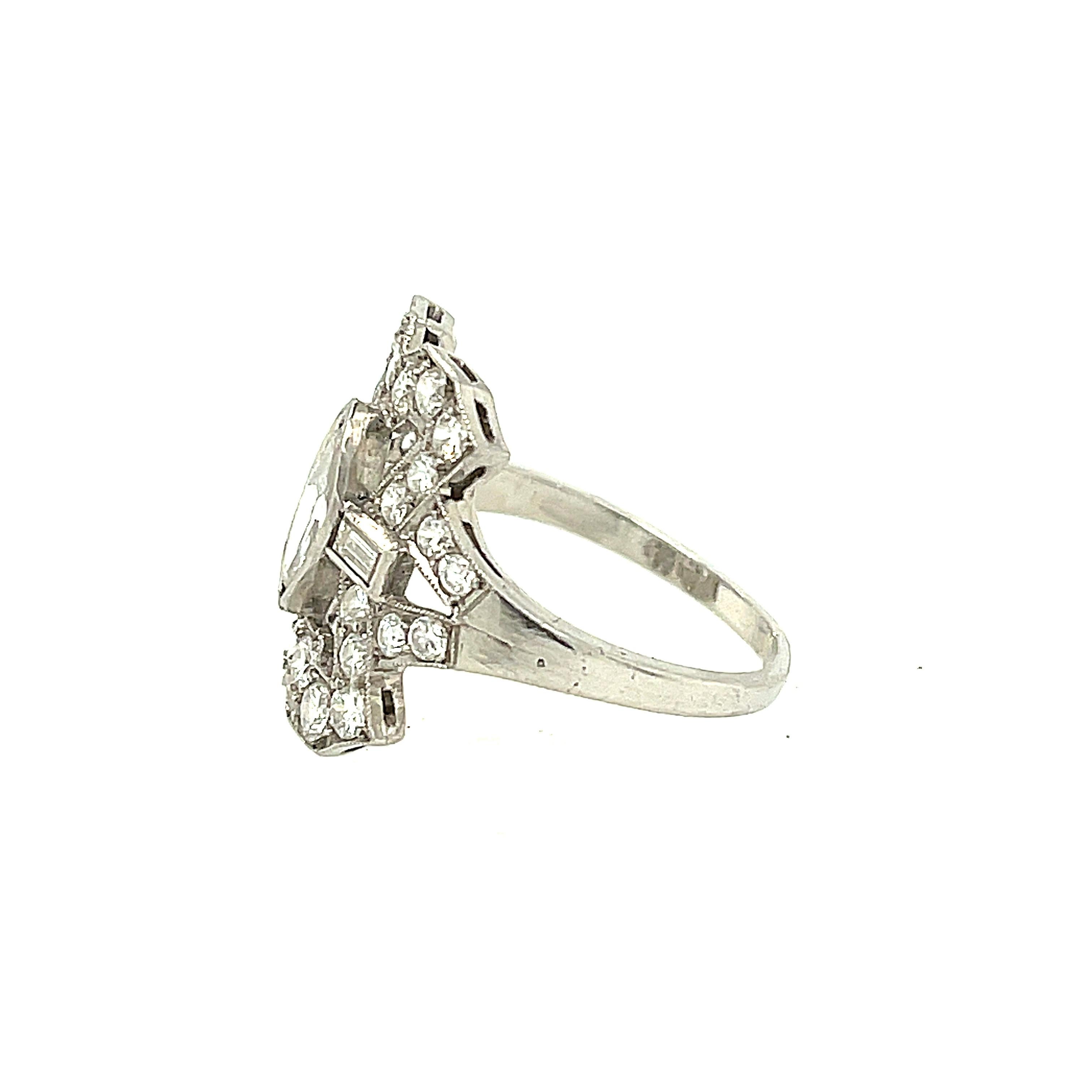 Women's Antique Art Deco Platinum Diamond Panel Ring For Sale