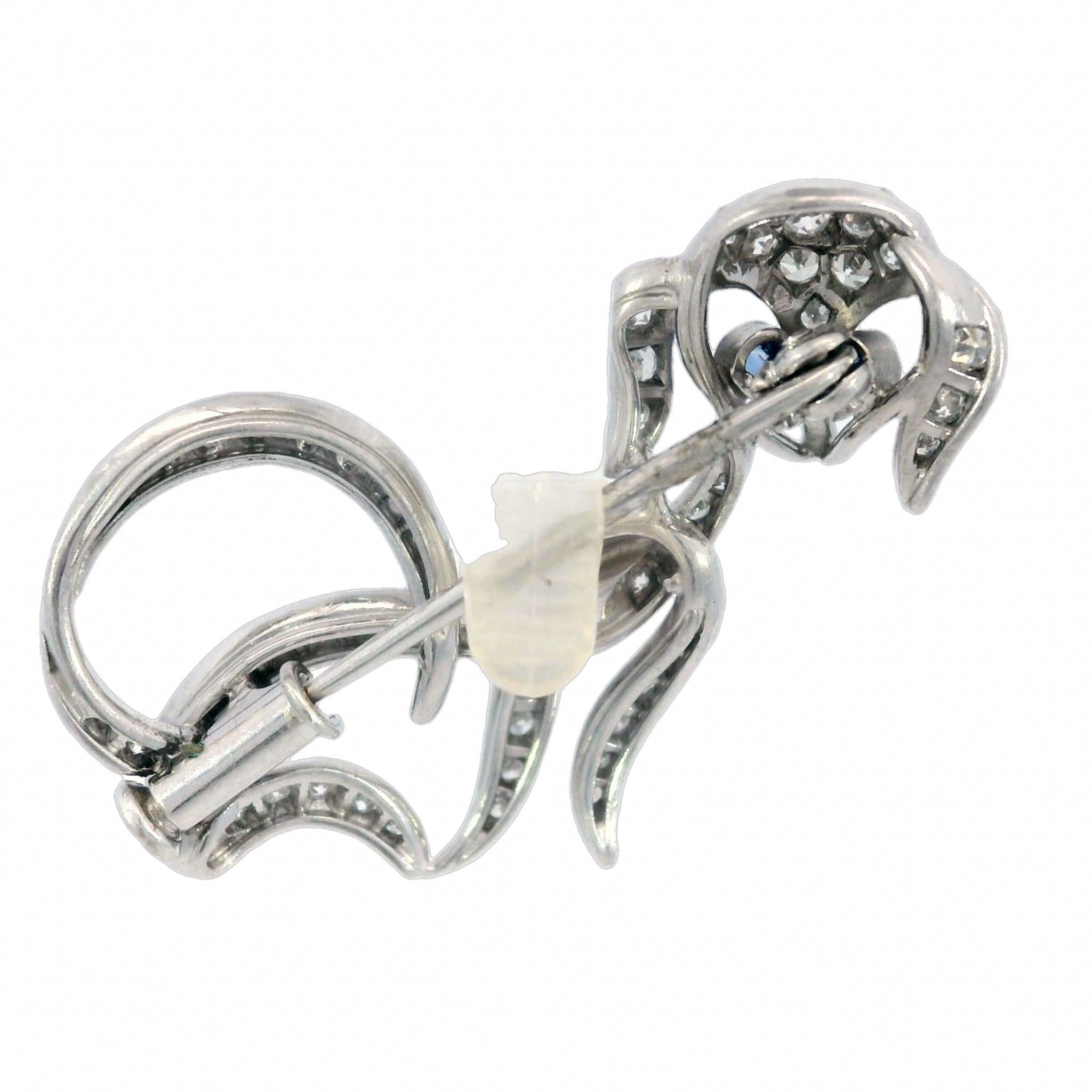 Art Deco Diamond Dog Platinum Brooch Pin Poodle With Sapphire Eyes

Dating back to the 1920s, this Antique Art Deco Platinum and Diamond Dog Brooch brings a touch of fun and elegance with its unique design. Crafted in platinum, this brooch takes the
