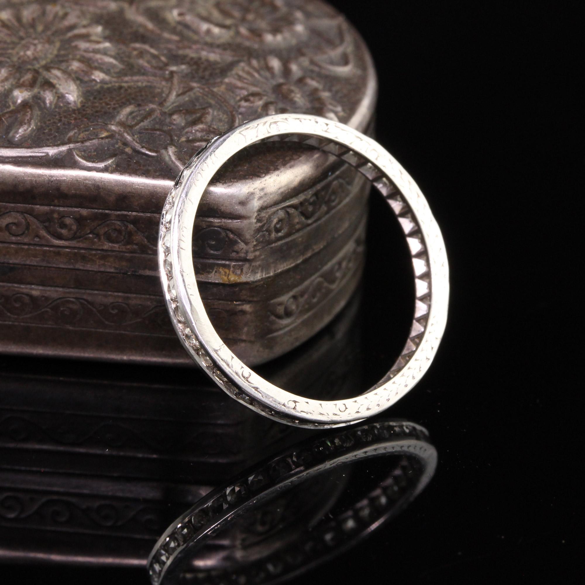 Antique Art Deco Platinum Diamond Rose Cut Eternity Band In Good Condition In Great Neck, NY