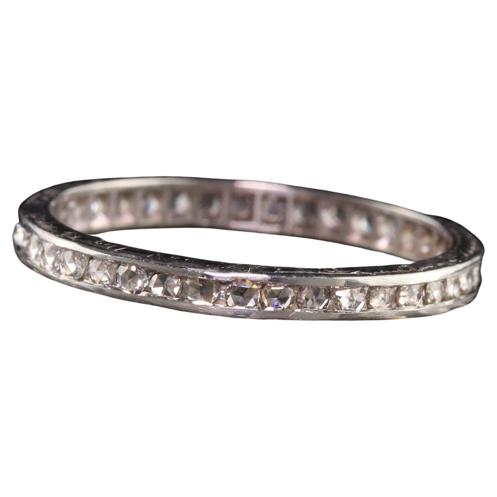 Antique Art Deco Platinum Diamond Rose Cut Eternity Band