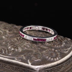 Antique Art Deco Platinum Diamond and Ruby Eternity Band