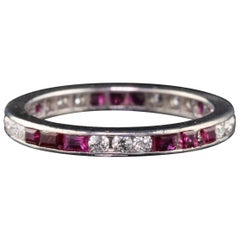 Antique Art Deco Platinum Diamond and Ruby Eternity Band