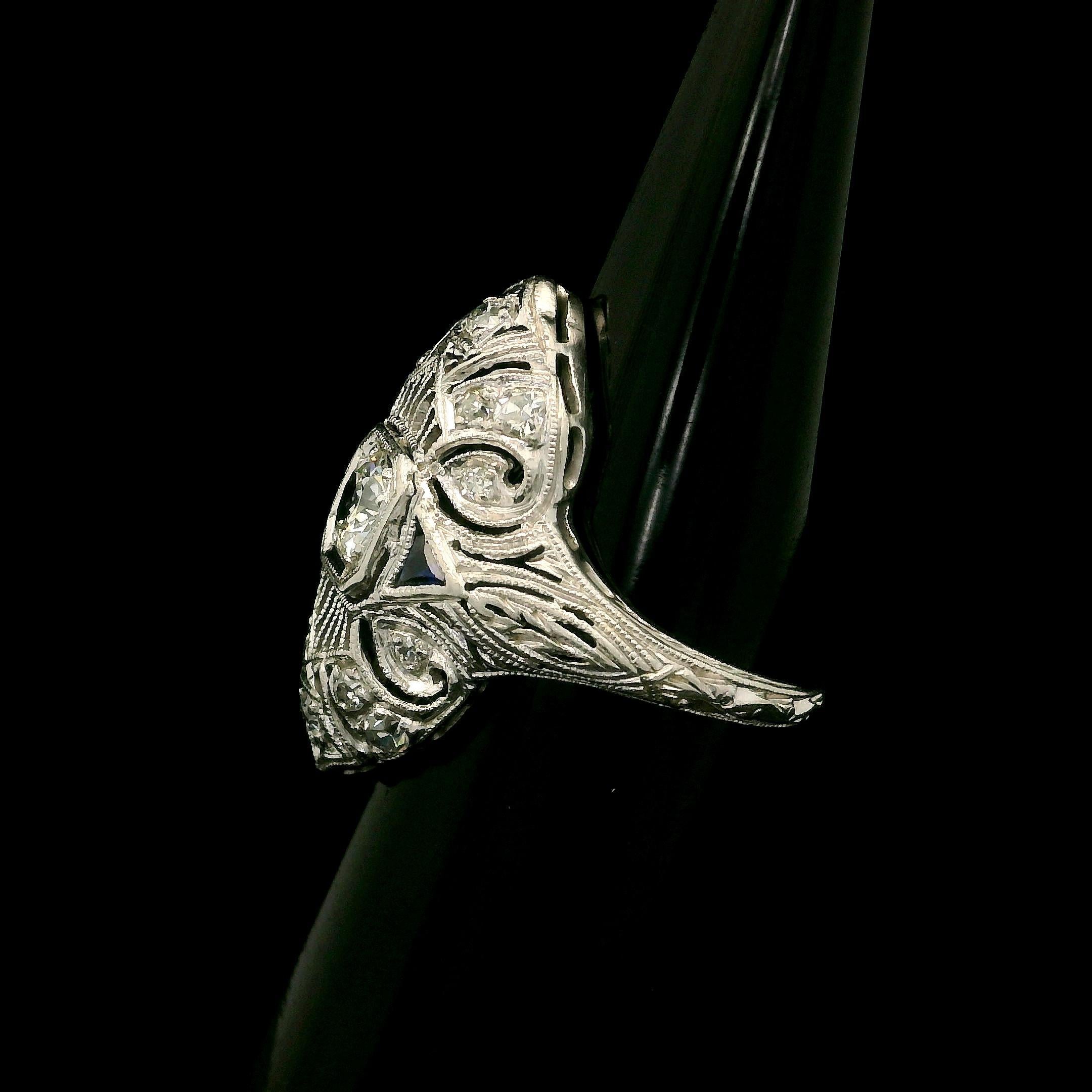 -- Stone(s):--
(1) Natural Genuine Diamond - Old European Cut - Prong Set - H Color - SI2 Clarity- 0.27ct (approx.)
(14) Natural Genuine Diamonds - Old European & Old Single Cut - Pave Set - Nice Brilliant White Color - 0.23ctw (approx.)
(2)