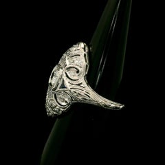 Antique Art Deco Platinum Diamond & Sapphire Filigree Milgrain Work Dinner Ring