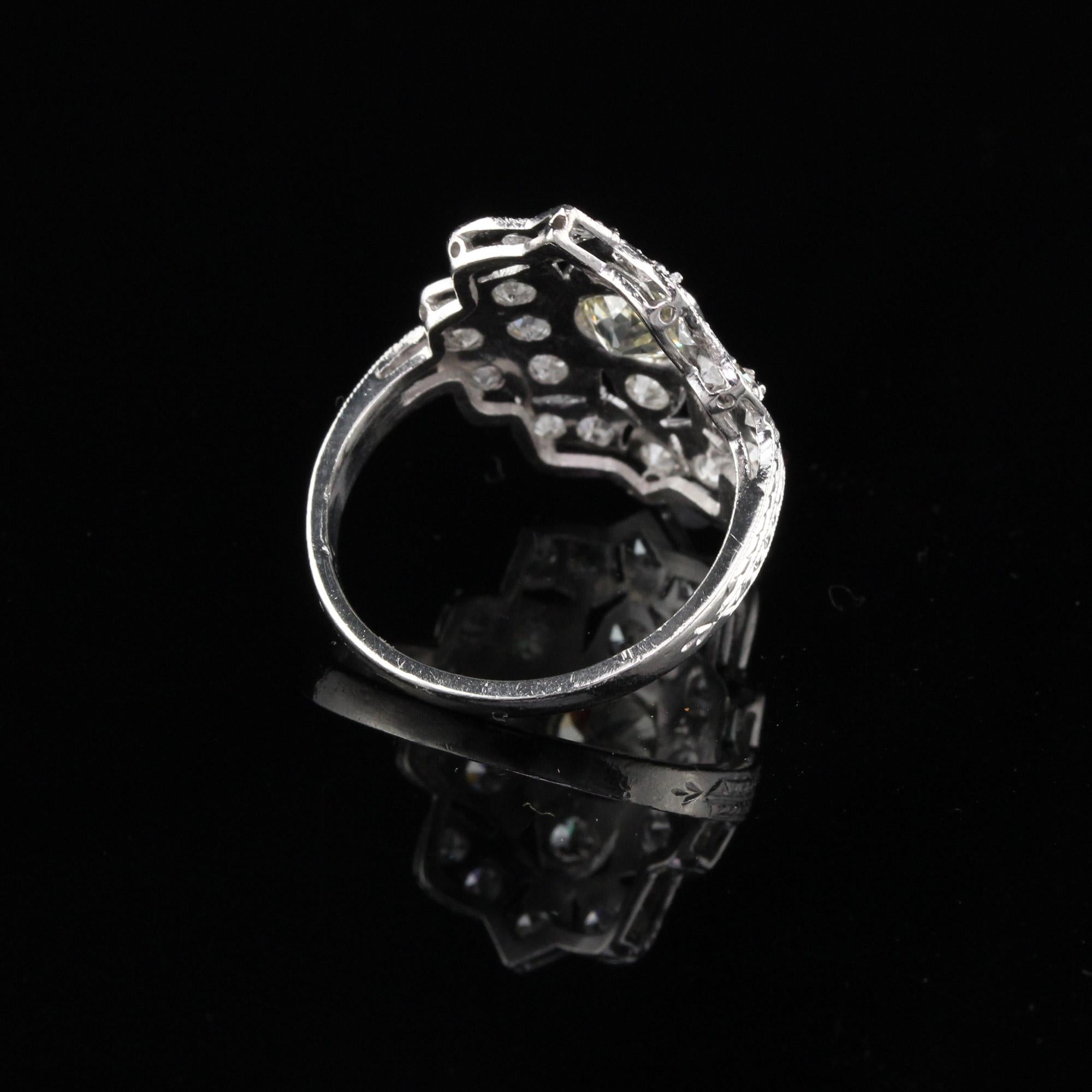 Women's Antique Art Deco Platinum Diamond Shield Ring