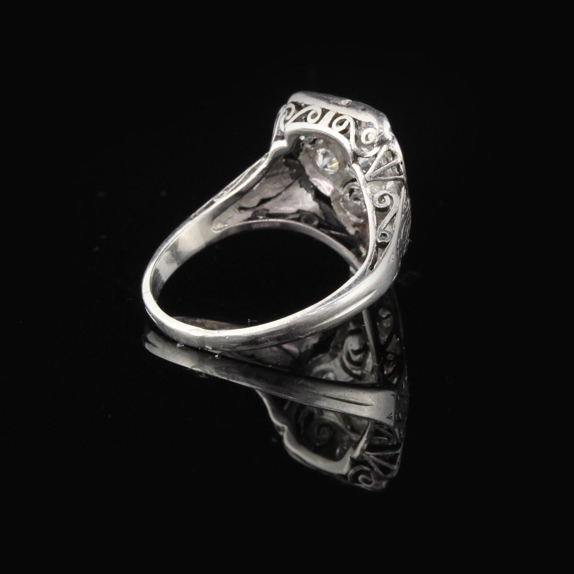 Women's Antique Art Deco Platinum and Diamond Shield Ring
