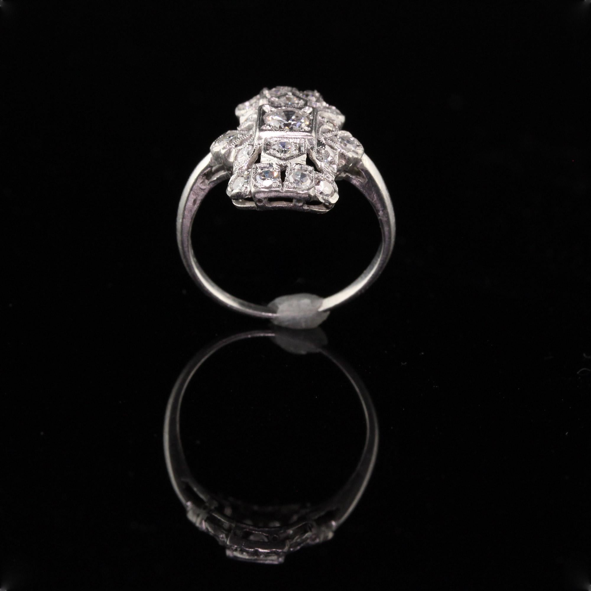 Women's Antique Art Deco Platinum Diamond Shield Ring