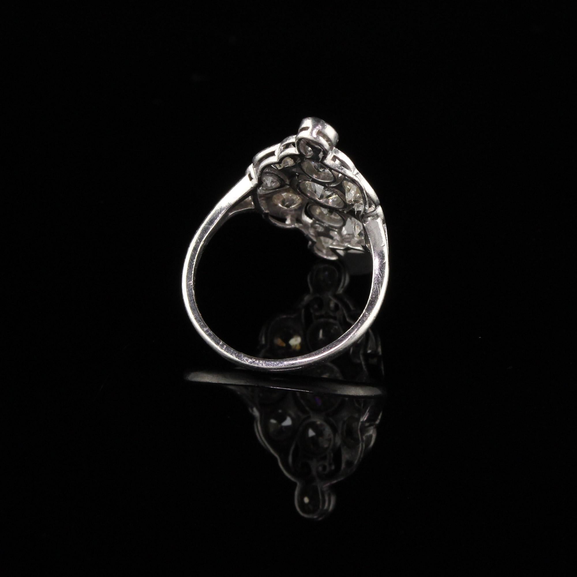 Women's Antique Art Deco Platinum Diamond Shield Ring