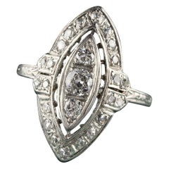 Antique Art Deco Platinum Diamond Shield Ring