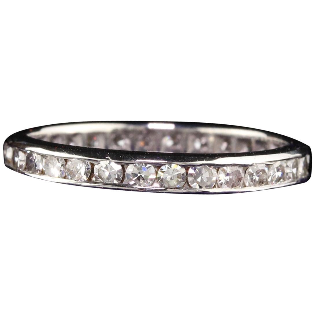 Antikes Art Deco Platin Diamant Einzelschliff Ewigkeitsring