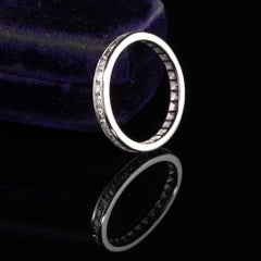 Anneau d'éternité Art déco ancien en platine avec diamants taille unique