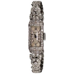 Antique Art Deco Platinum Diamond Vulcain Watch