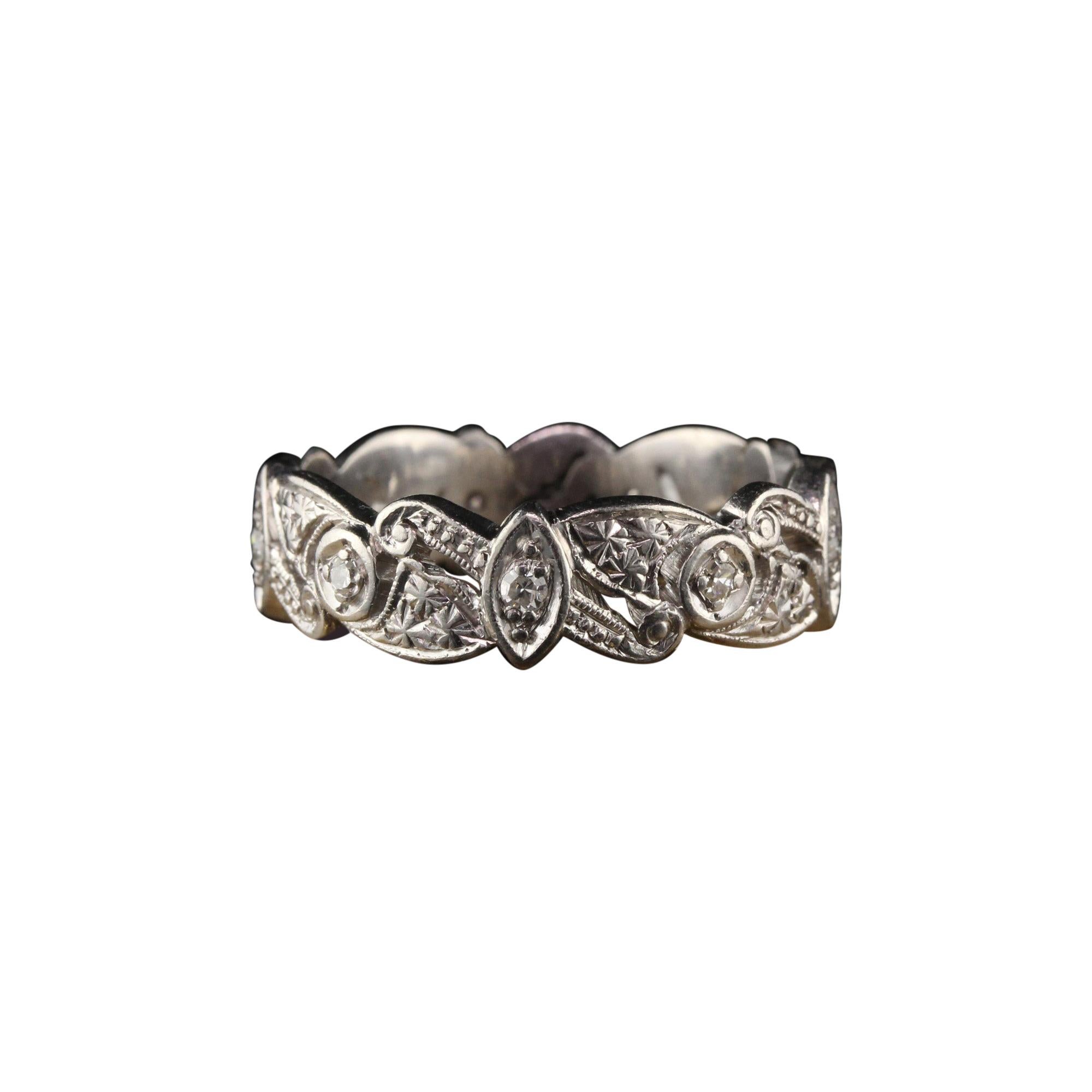 Art Deco Platinum Diamond Wedding Band Guard Ring at 1stDibs