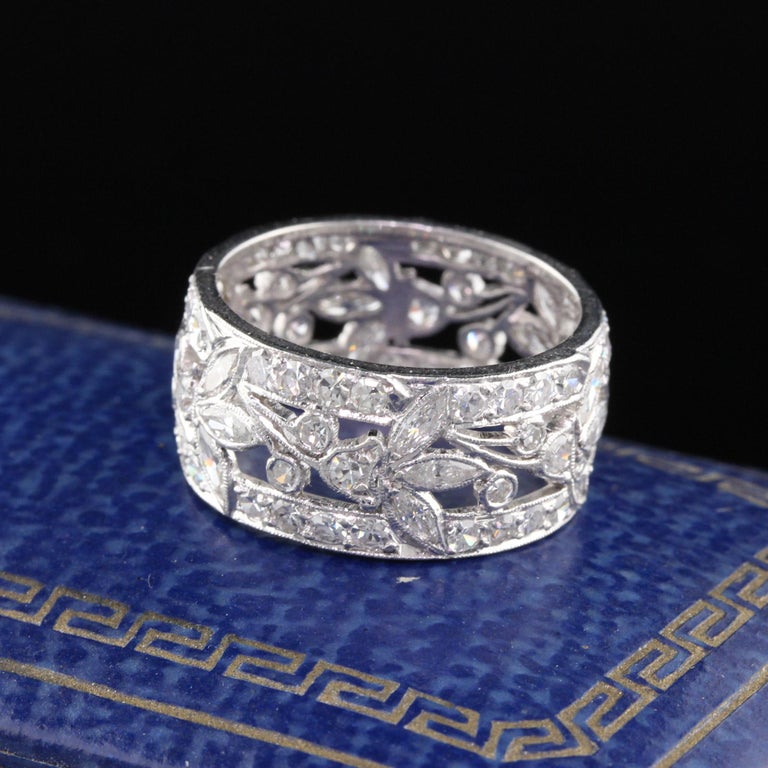 Antique Art Deco Platinum Diamond Wide Eternity Band For Sale at 1stdibs