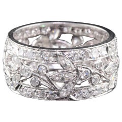Antique Art Deco Platinum Diamond Wide Eternity Band