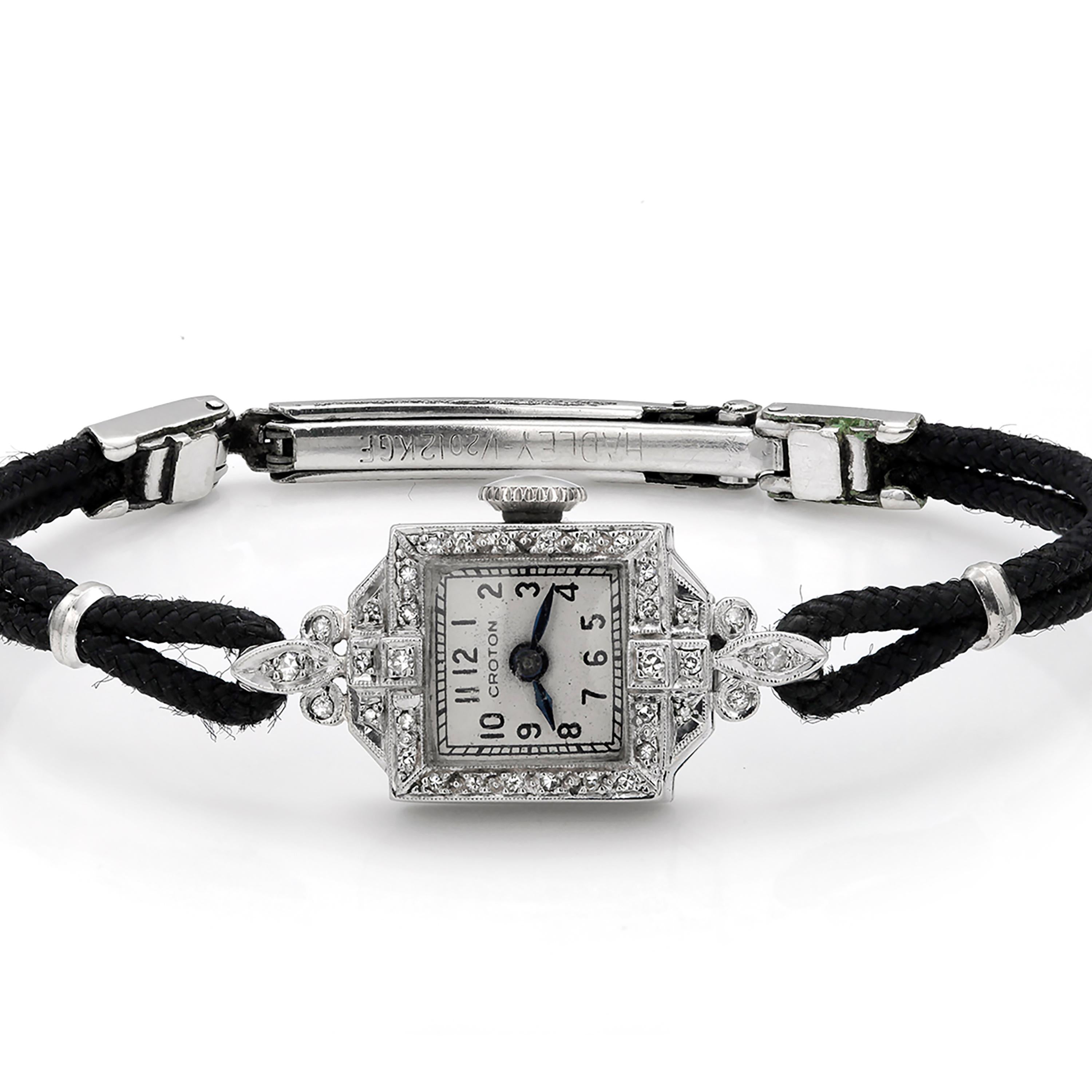 Antique Art Deco Platinum Diamond Woman Wrist Watch 1