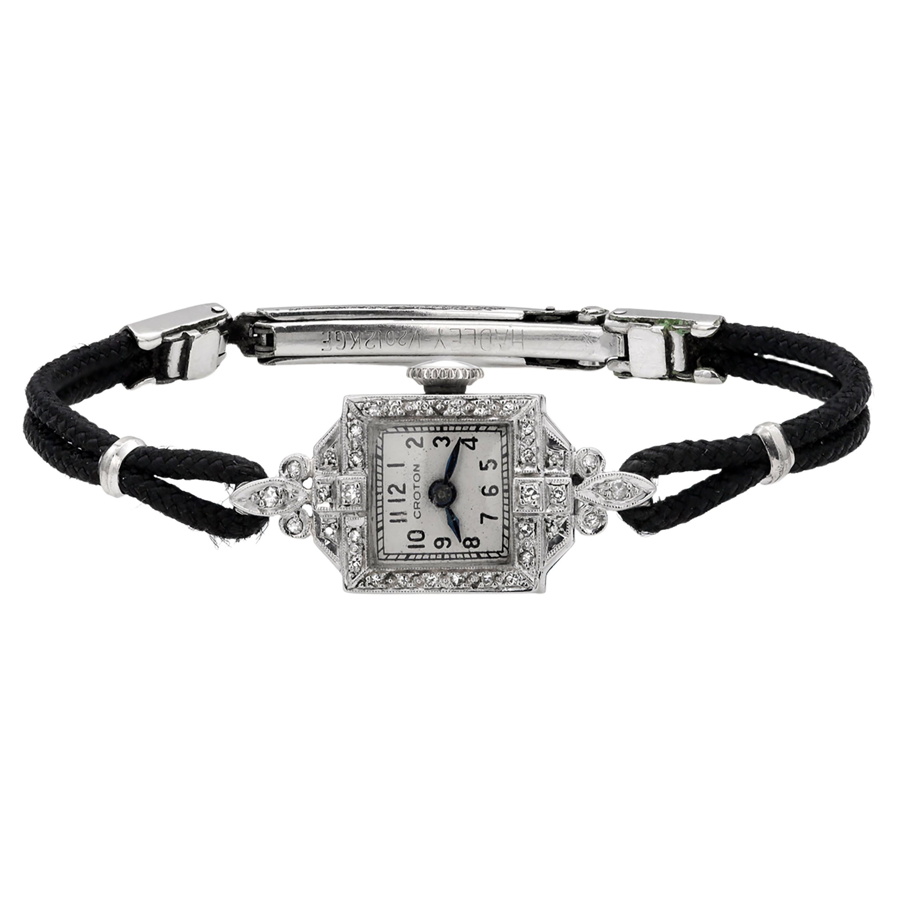 Antique Art Deco Platinum Diamond Woman Wrist Watch
