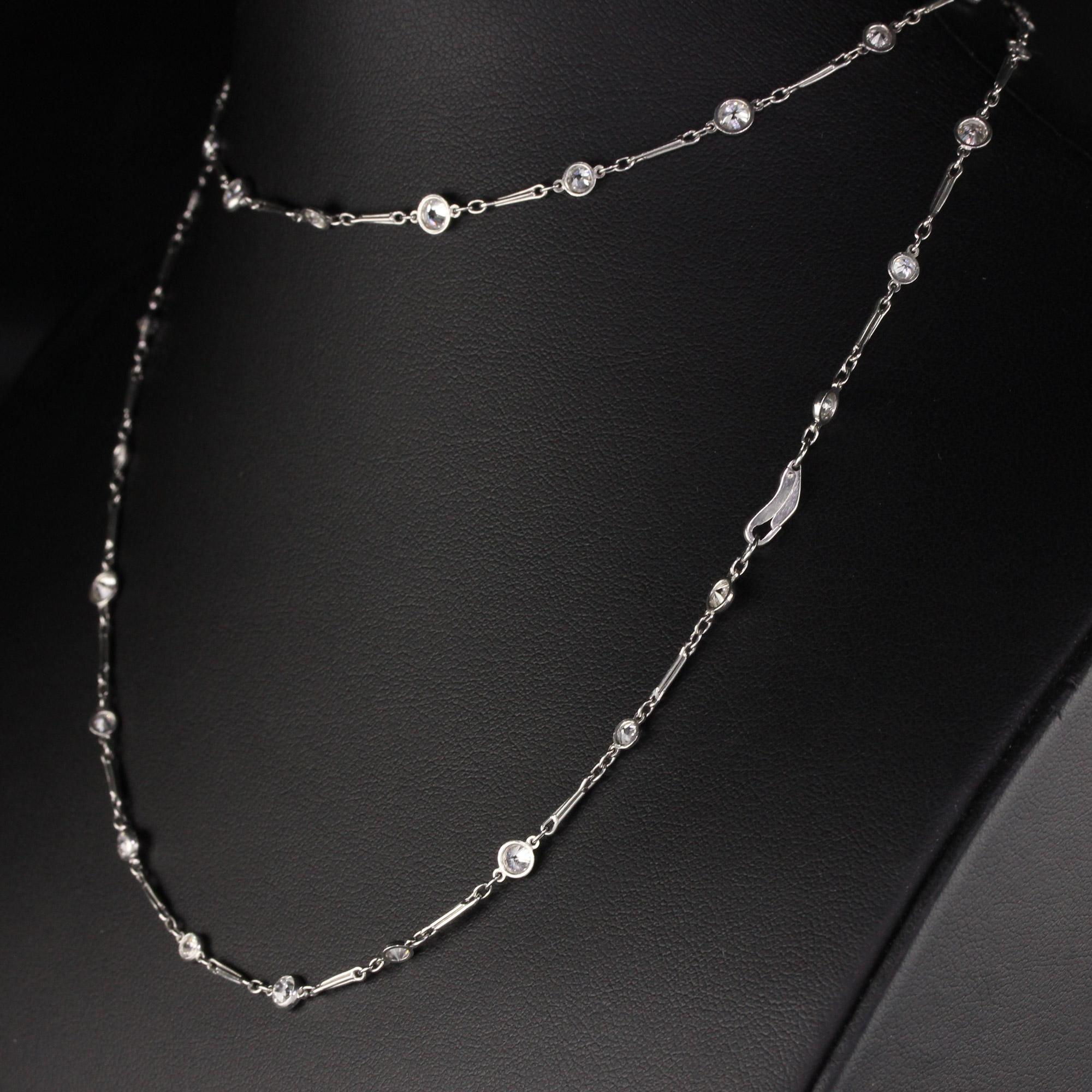 Antique Art Deco Platinum Diamonds by the Yard Necklace In Good Condition In Great Neck, NY