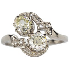 Antique Art Deco Platinum Diamonds Bypass Ring
