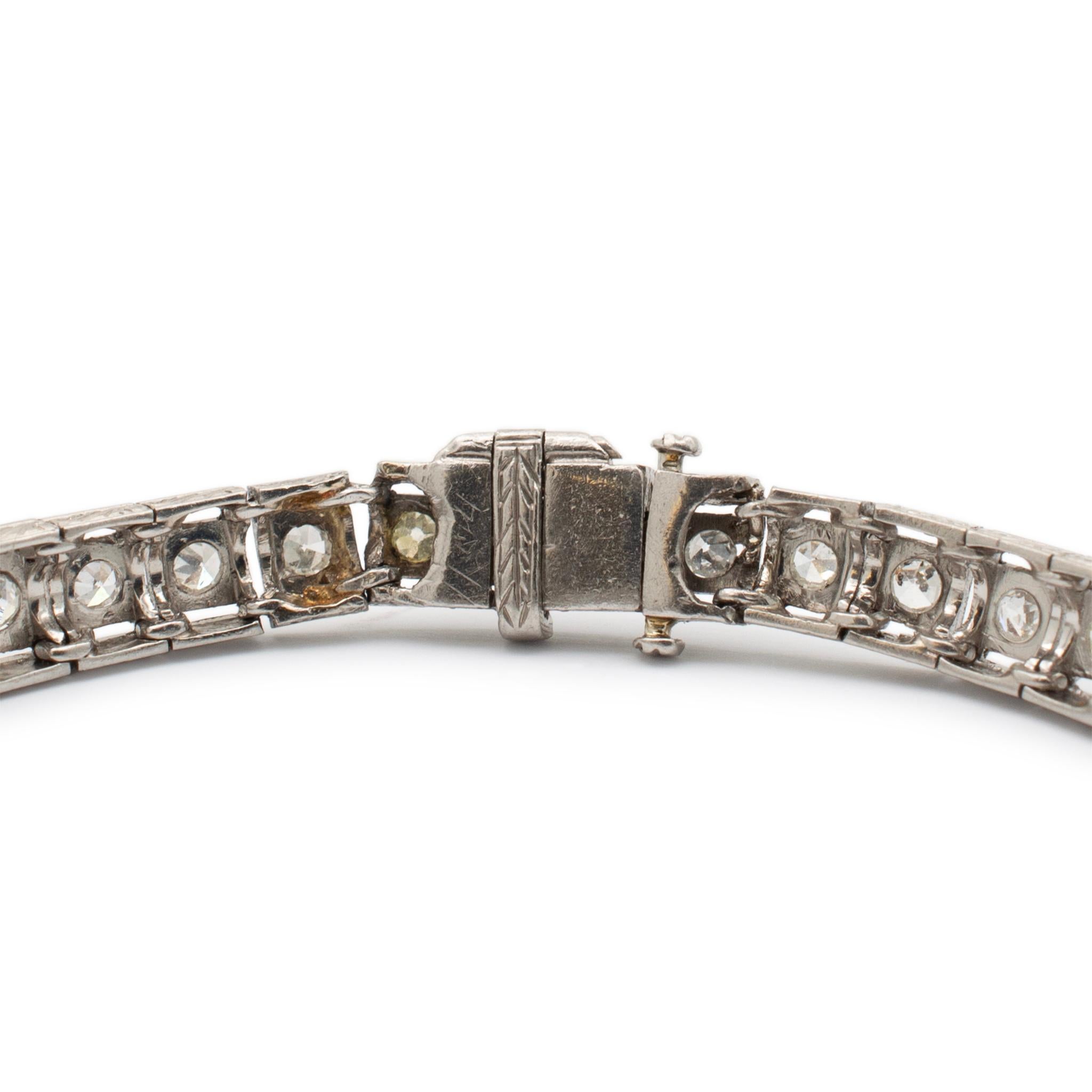 Antique Art Deco Platinum Diamonds Sapphires Cocktail Link Bracelet For Sale 3