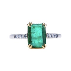 Antique, Art Deco, Platinum, Emerald and Diamond Ring