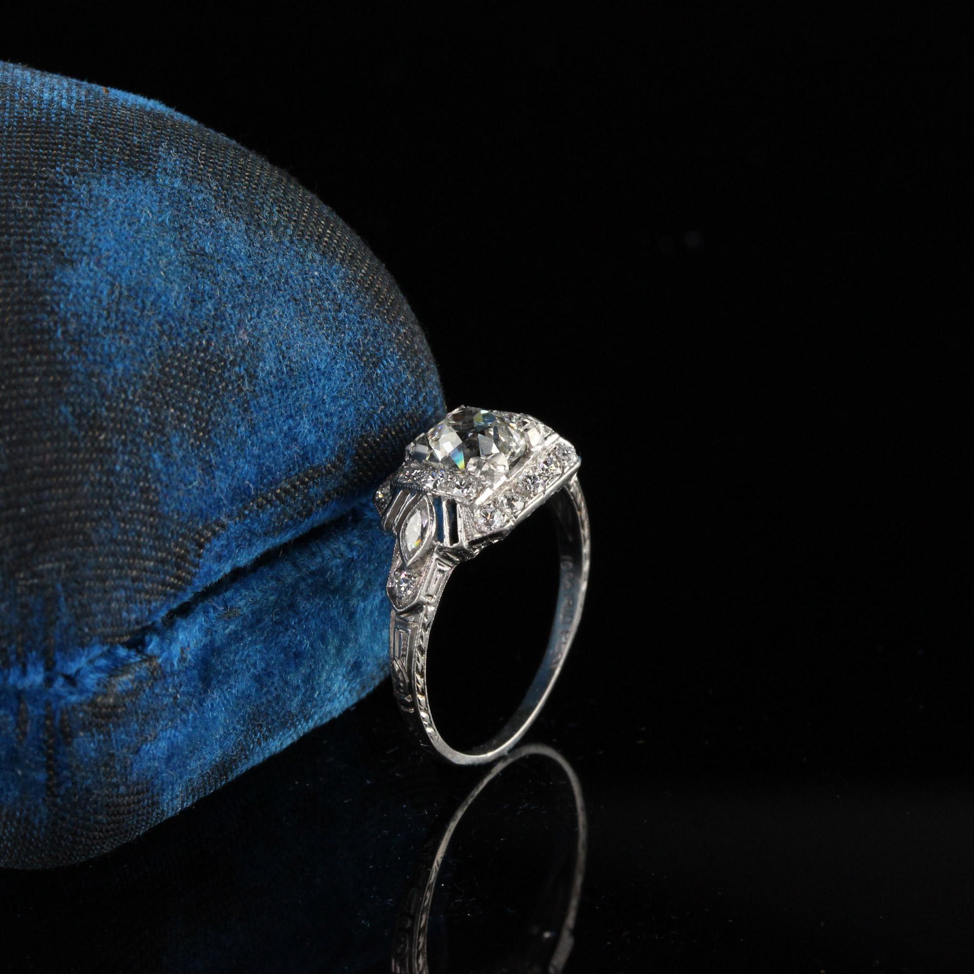 Old European Cut Antique Art Deco Platinum Engagement Ring
