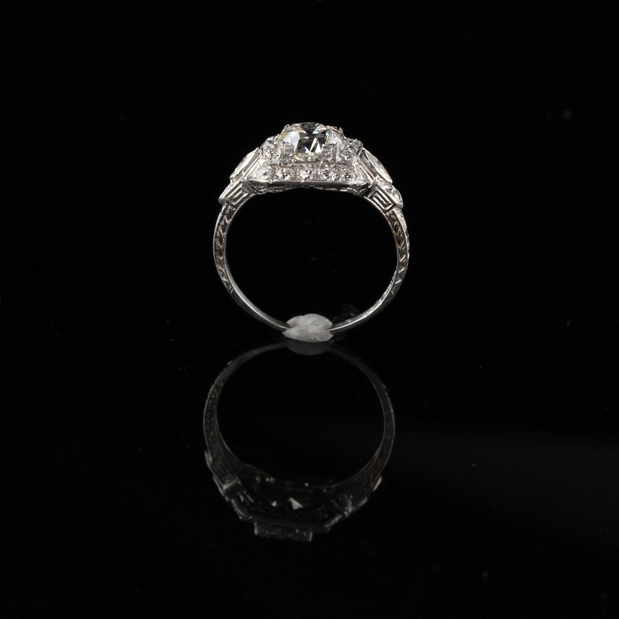 Women's or Men's Antique Art Deco Platinum Engagement Ring