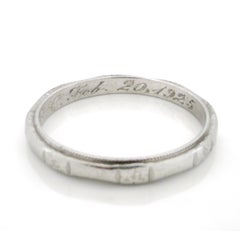 Antique Art Deco Platinum Engraved Orange Blossom Band, Feb. 20, 1925, Size 6.25
