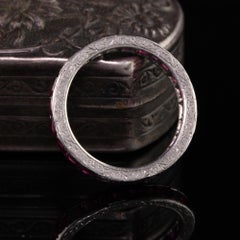 Antique Art Deco Platinum Engraved Ruby Eternity Band
