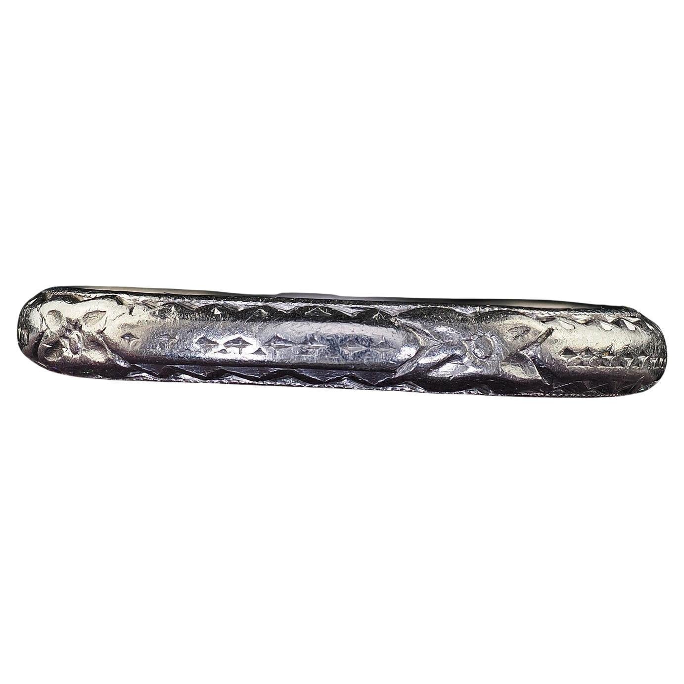 Antique Art Deco Platinum Engraved Wedding Band Circa 1932 - Size 4