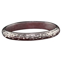 Antique Art Deco Platinum Engraved Wedding Band