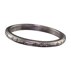 Antique Art Deco Platinum Engraved Wedding Band