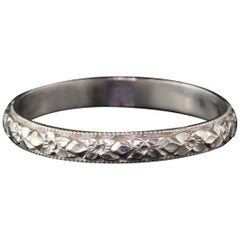 Antique Art Deco Platinum Engraved Wedding Band