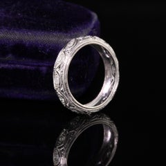 Antique Art Deco Platinum Filigree Diamond Wedding Band