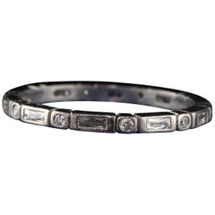 Antique Art Deco Platinum French Cut Baguette and Round Eternity Band