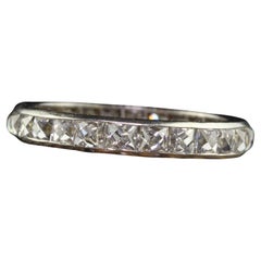 Antique Art Deco Platinum French Cut Diamond Eternity Band Ring - Size 5 3/4