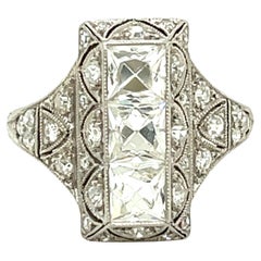 Antique Art Deco Platinum French Cut Diamond Filigree Ring