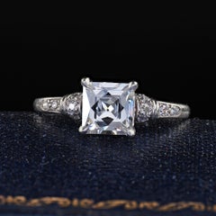 Antiker Art Deco Platin Französisch Schliff Diamant Solitär Verlobungsring - GIA