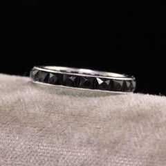 Antique Art Deco Platinum French Cut Onyx Eternity Band